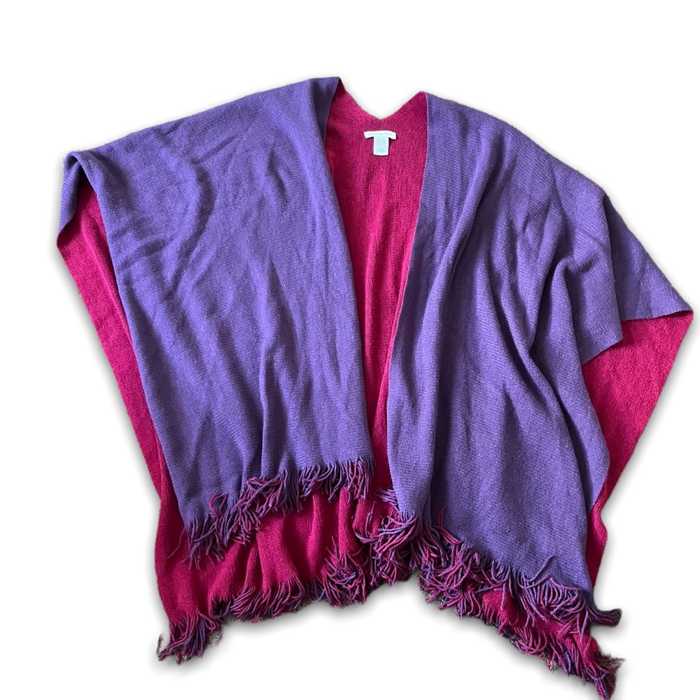 Reversible warm knit Poncho / Shawl